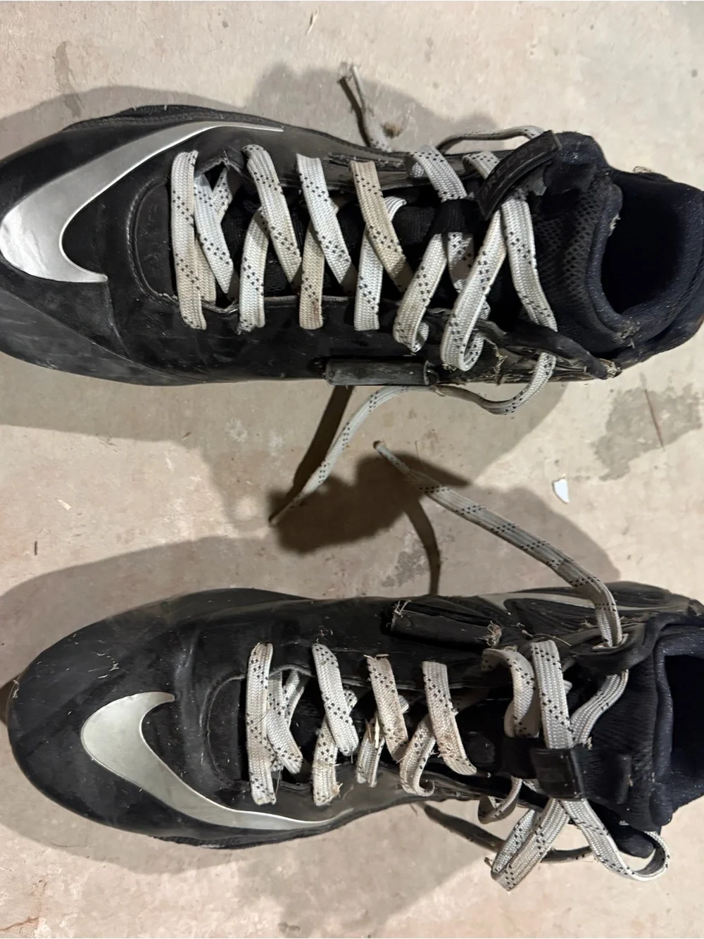 Kids Black Athletic Cleats with White Laces